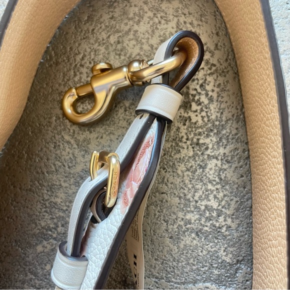 Coach Pink Floral Print Pebble Leather Purse Strap with Gold Accents - Picture 5 of 8